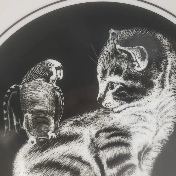 Vtg Set of 2 Royal Cornwall Kittens Black/White Collectors Plates. - Picture 4 of 13